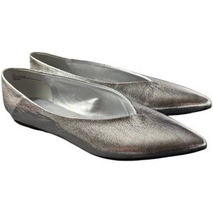Open Edit Silver Pointed Toe Ballet Flats Womens Size 10M NEW